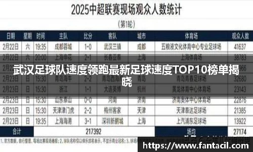 武汉足球队速度领跑最新足球速度TOP10榜单揭晓